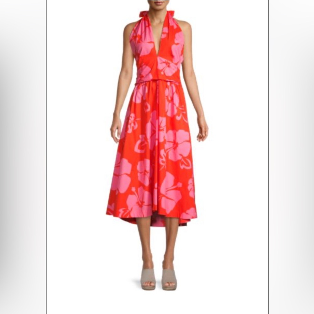 STAUD Moana Halterneck Floral Midi Dress Size 2